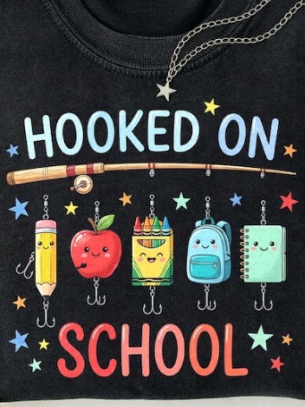 Hooked on School Fishing Teacher Shirt - Picture 2 of 4